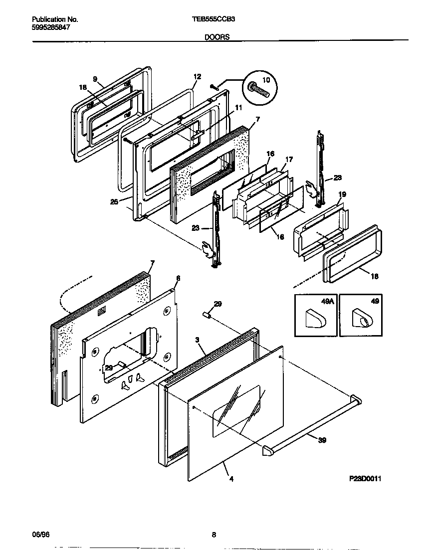 Tappan TEB555CCB3 doors diagram