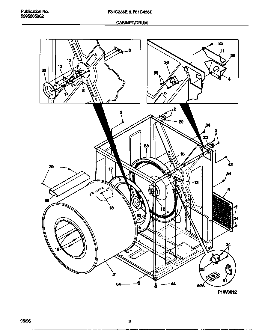 Frigidaire F31C436ES0 cabinet/drum diagram