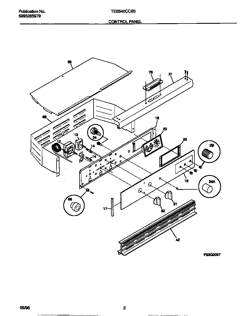 Tappan TEB540CCB3 control panel diagram