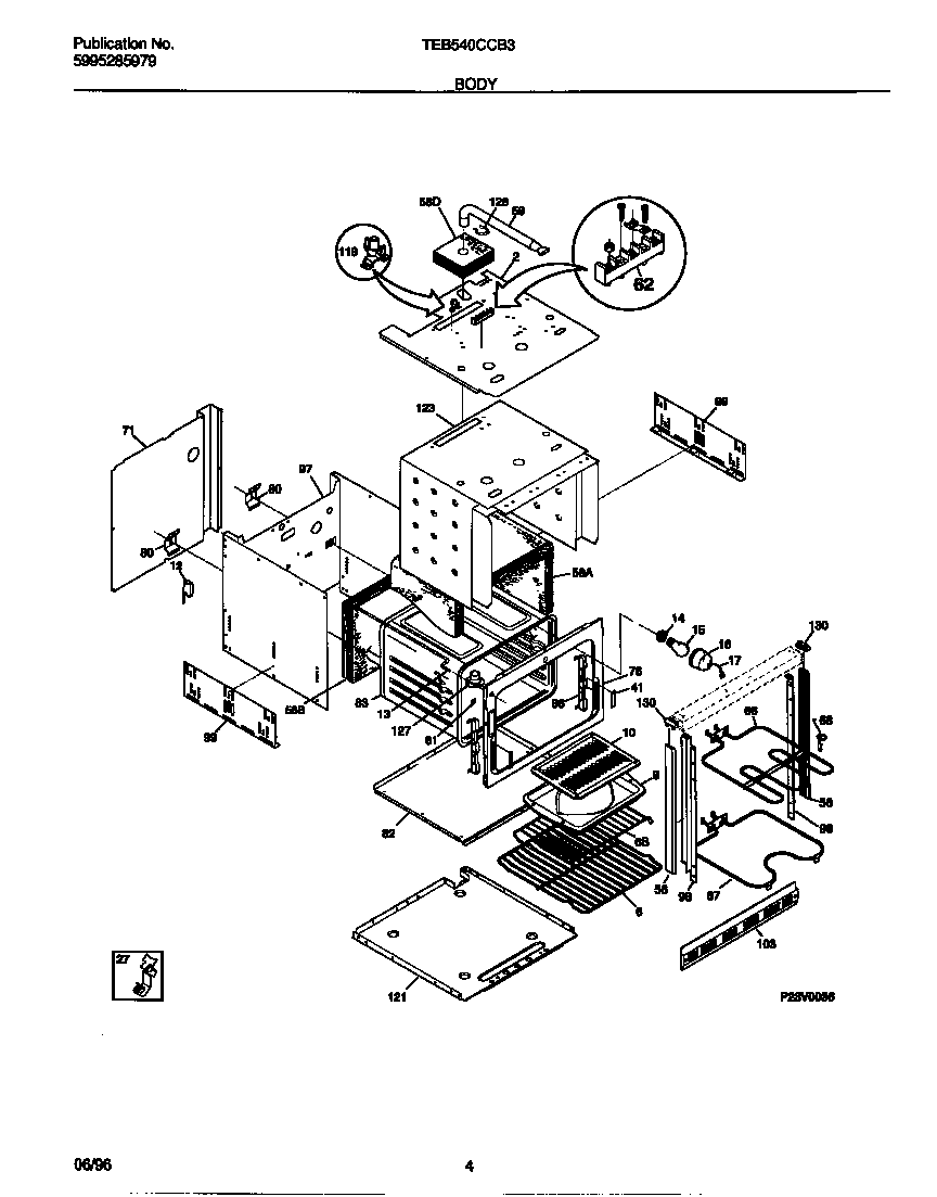 Tappan TEB540CCB3 body diagram