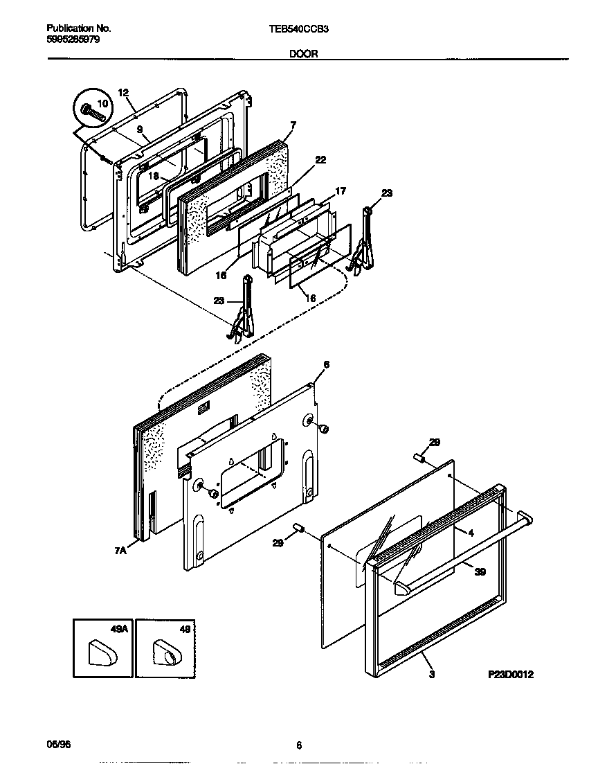 Tappan TEB540CCB3 door diagram