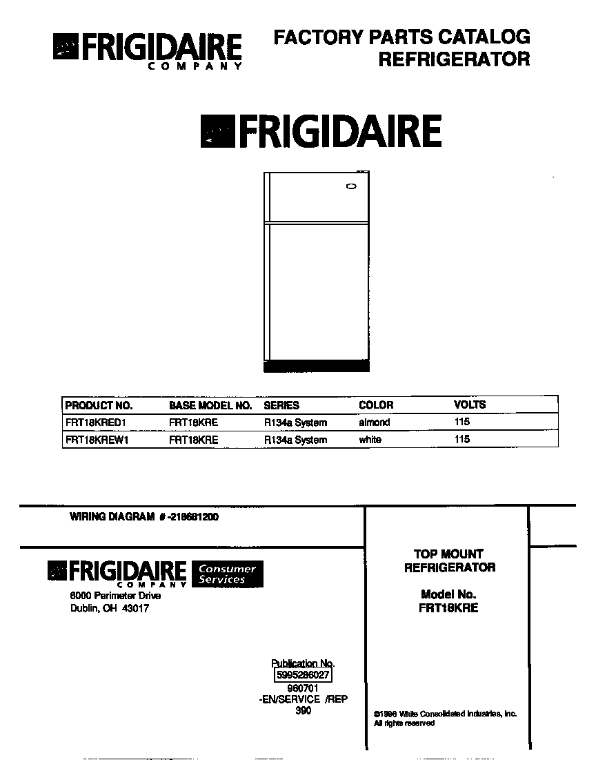 Frigidaire FRT18KRED1 cover diagram