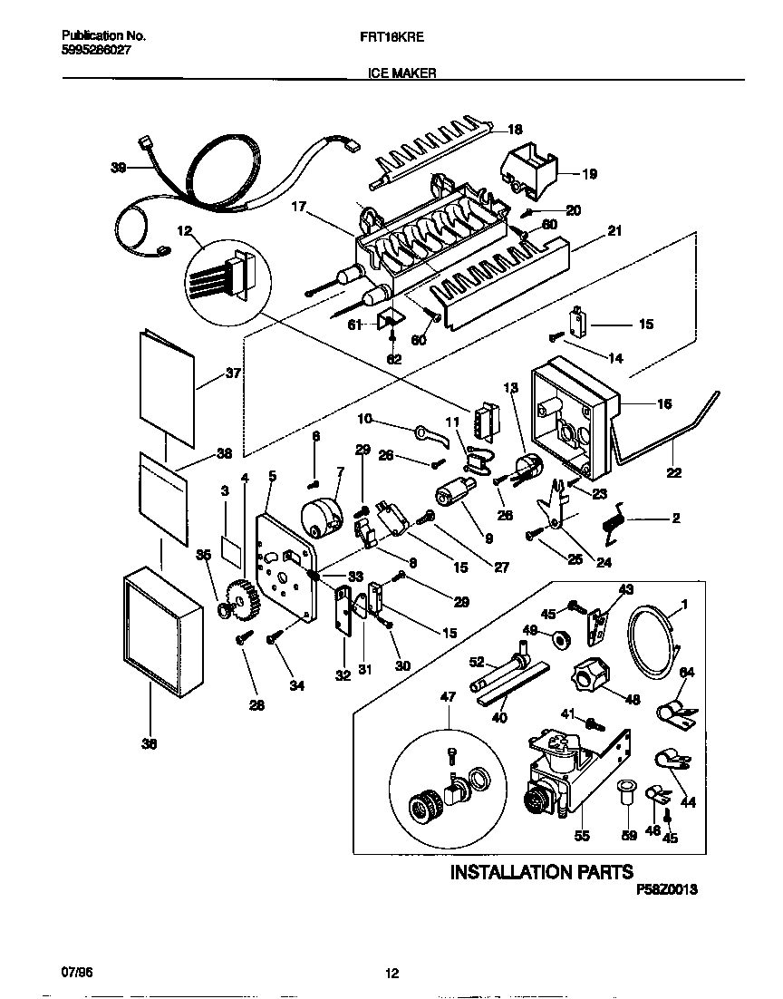 Frigidaire FRT18KRED1 ice maker diagram