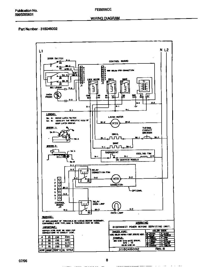 Frigidaire FEB556CEBA wiring diagram diagram