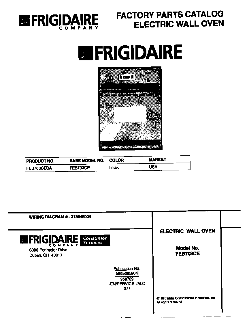 Frigidaire FEB703CEBA cover diagram