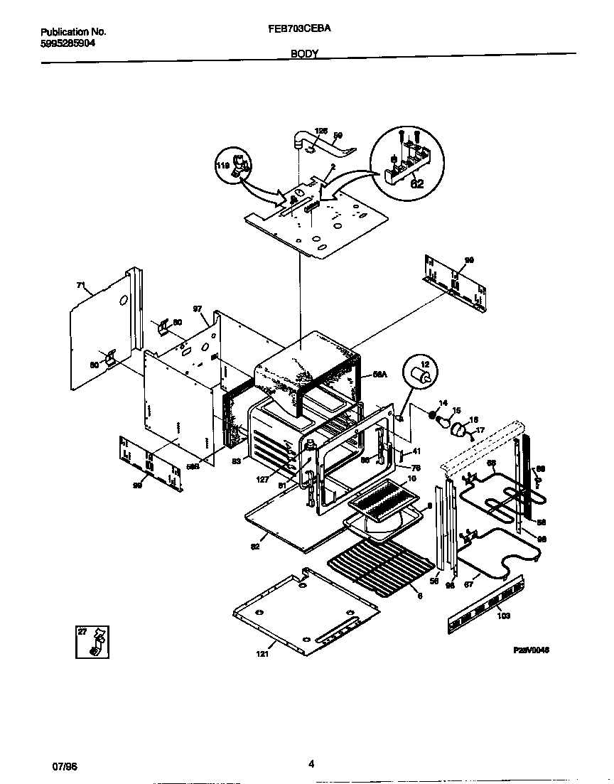 Frigidaire FEB703CEBA body diagram