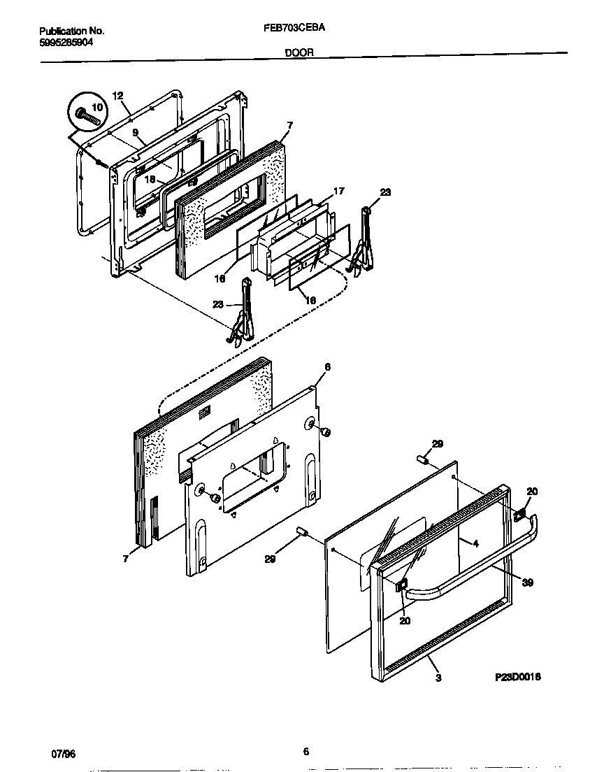 Frigidaire FEB703CEBA door diagram