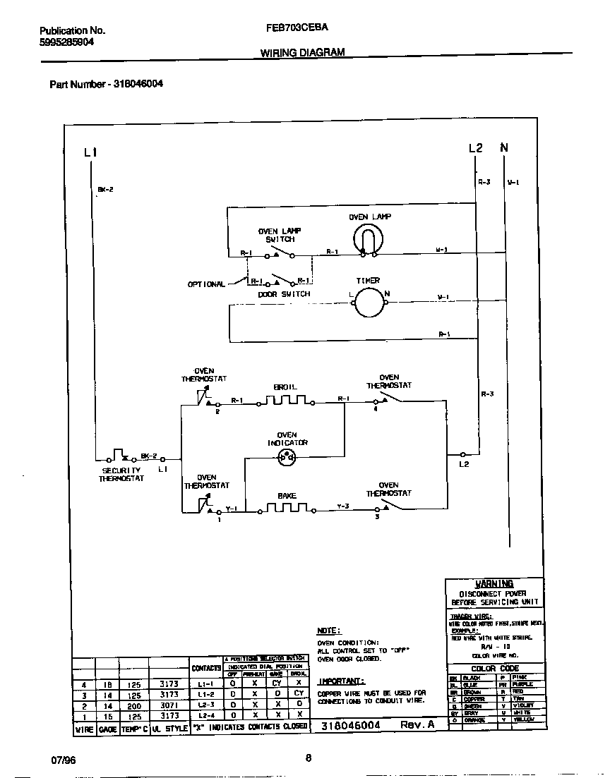 Frigidaire FEB703CEBA wiring diagram diagram