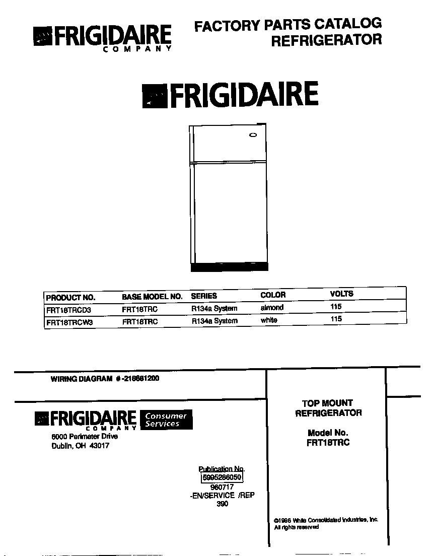 Frigidaire FRT18TRCD3 cover diagram