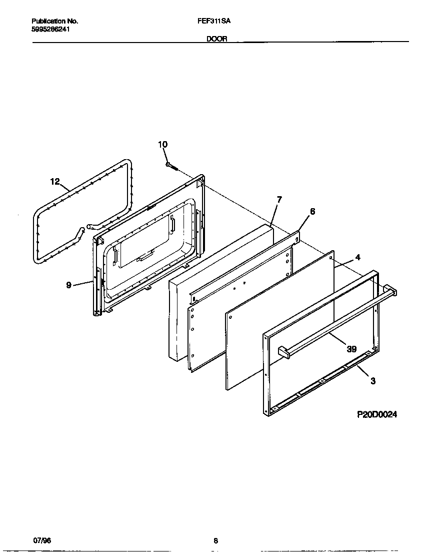 Frigidaire FEF311SADF door diagram