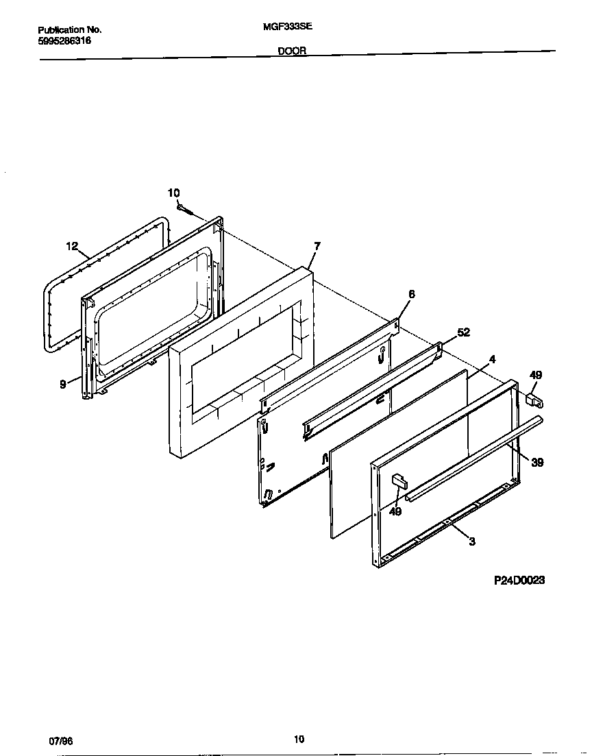 Universal/Multiflex (Frigidaire) MGF333SEWC door diagram