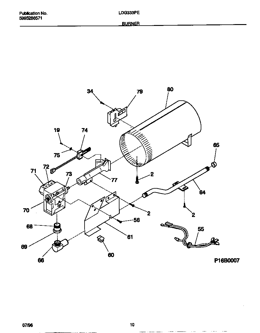 Frigidaire LDG333PEW0 burner diagram
