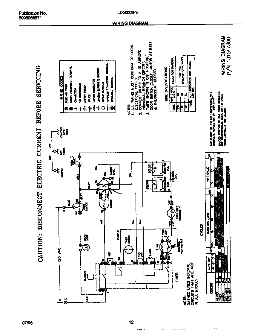 Frigidaire LDG333PEW0 wiring diagram diagram