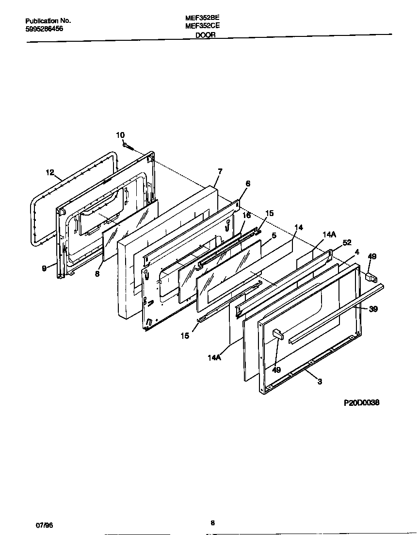 Universal/Multiflex (Frigidaire) MEF352BEDB door diagram