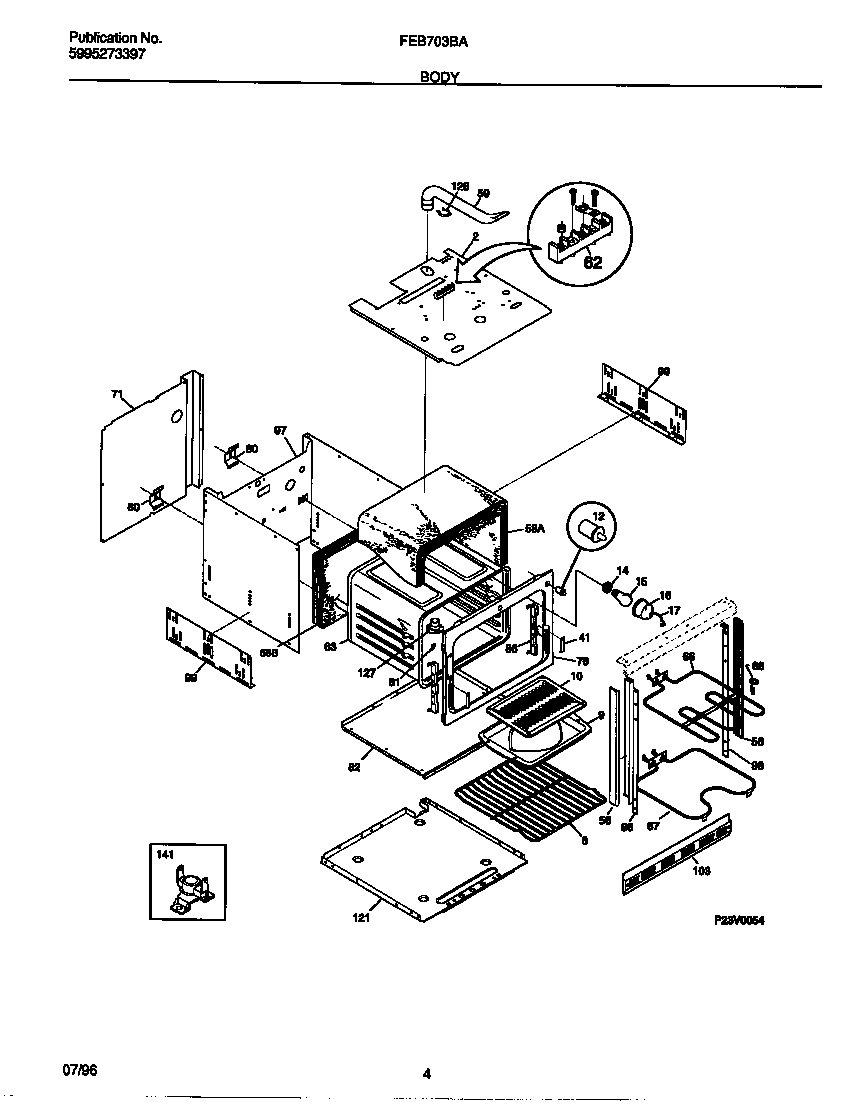 Frigidaire FEB703BABF body diagram