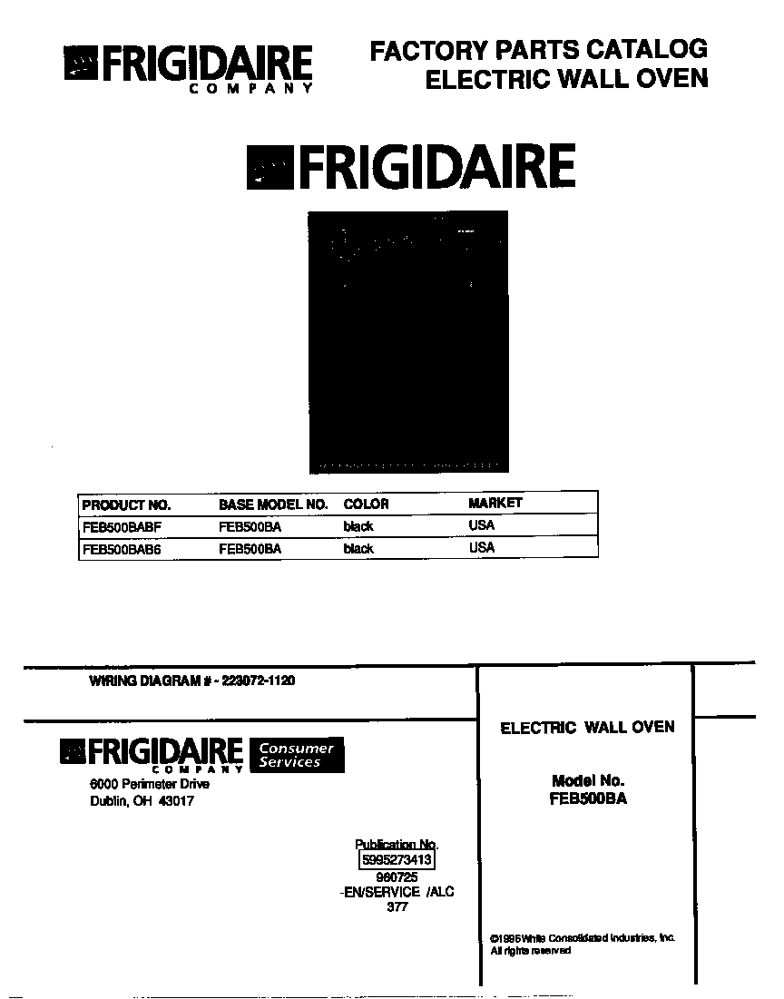 Frigidaire FEB500BABF cover diagram