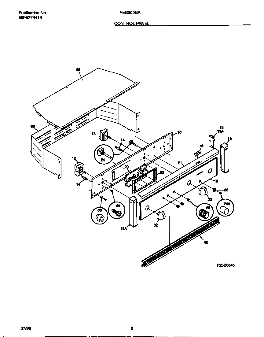 Frigidaire FEB500BABF control panel diagram
