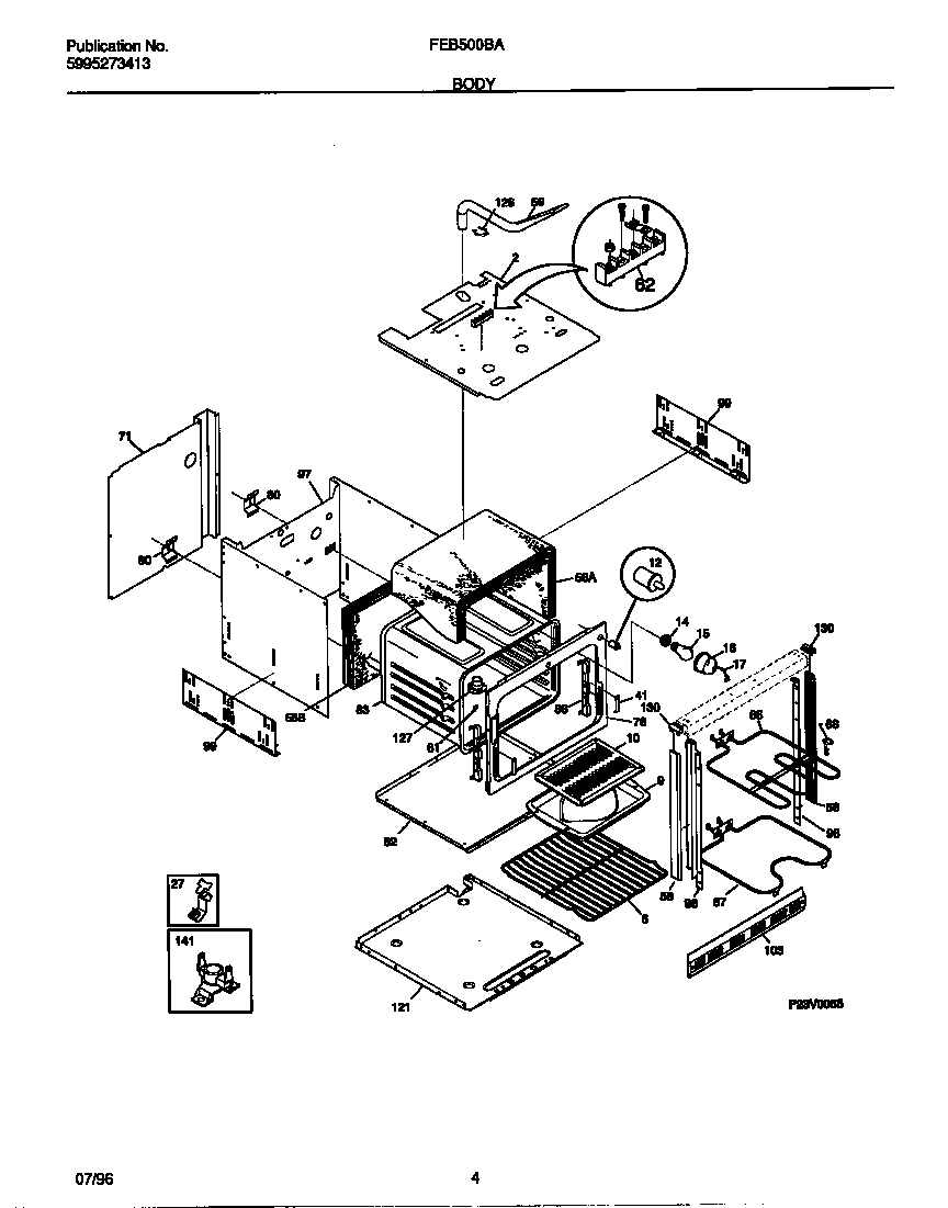 Frigidaire FEB500BABF body diagram