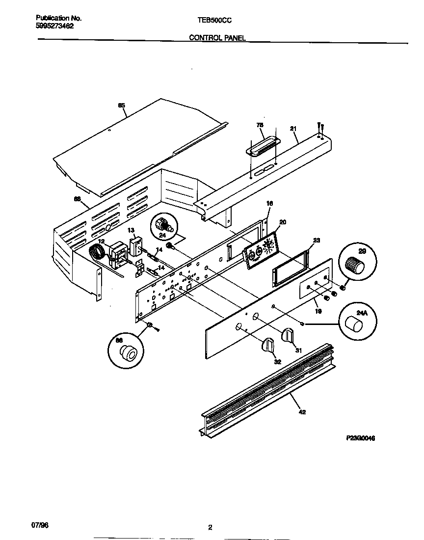 Tappan TEB500CCBA control panel diagram