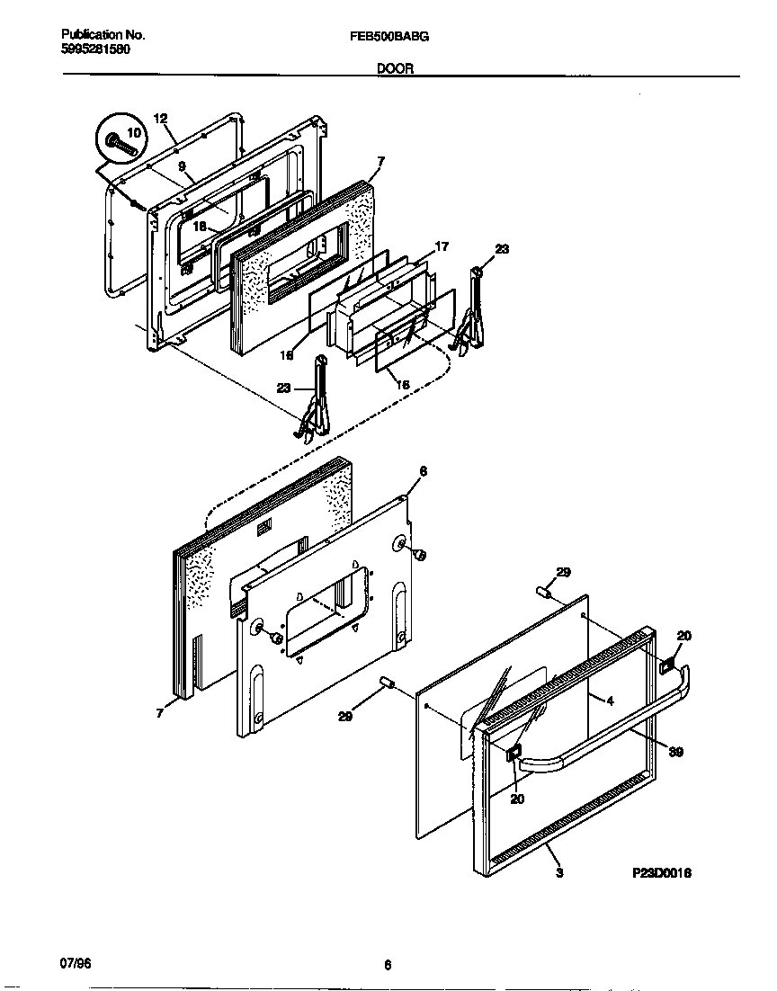 Frigidaire FEB500BABG door diagram