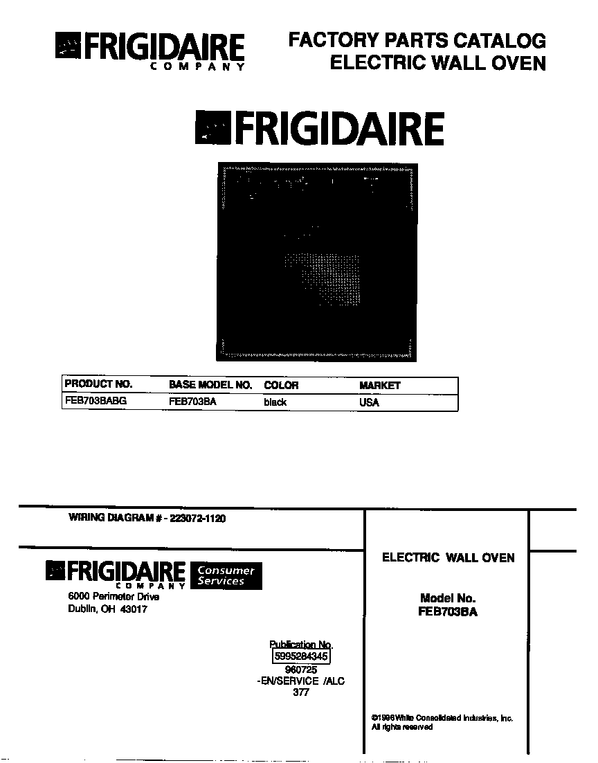 Frigidaire FEB703BABG cover diagram