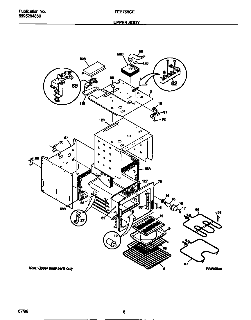 Frigidaire FEB755CESA upper body diagram
