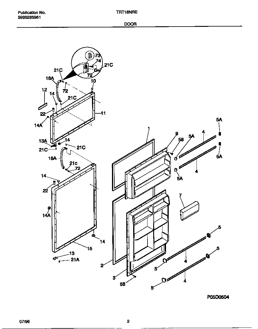 Tappan TRT18NRED0 door diagram