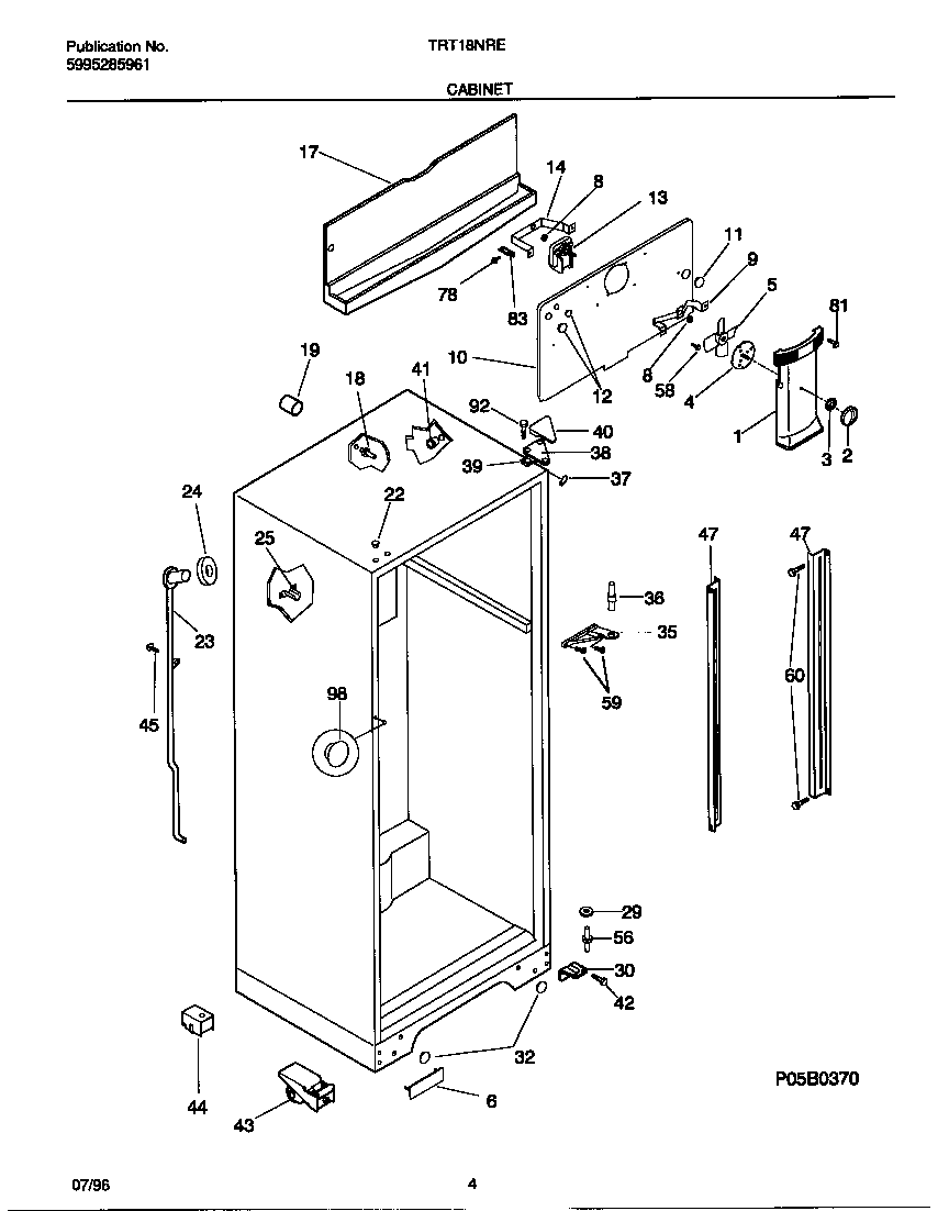 Tappan TRT18NRED0 cabinet diagram