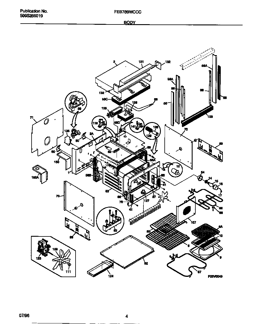 Frigidaire FEB789WCCC body diagram