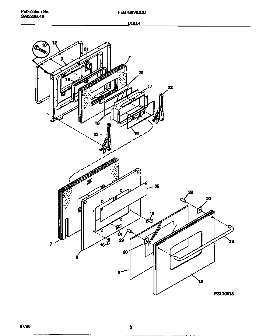 Frigidaire FEB789WCCC door diagram