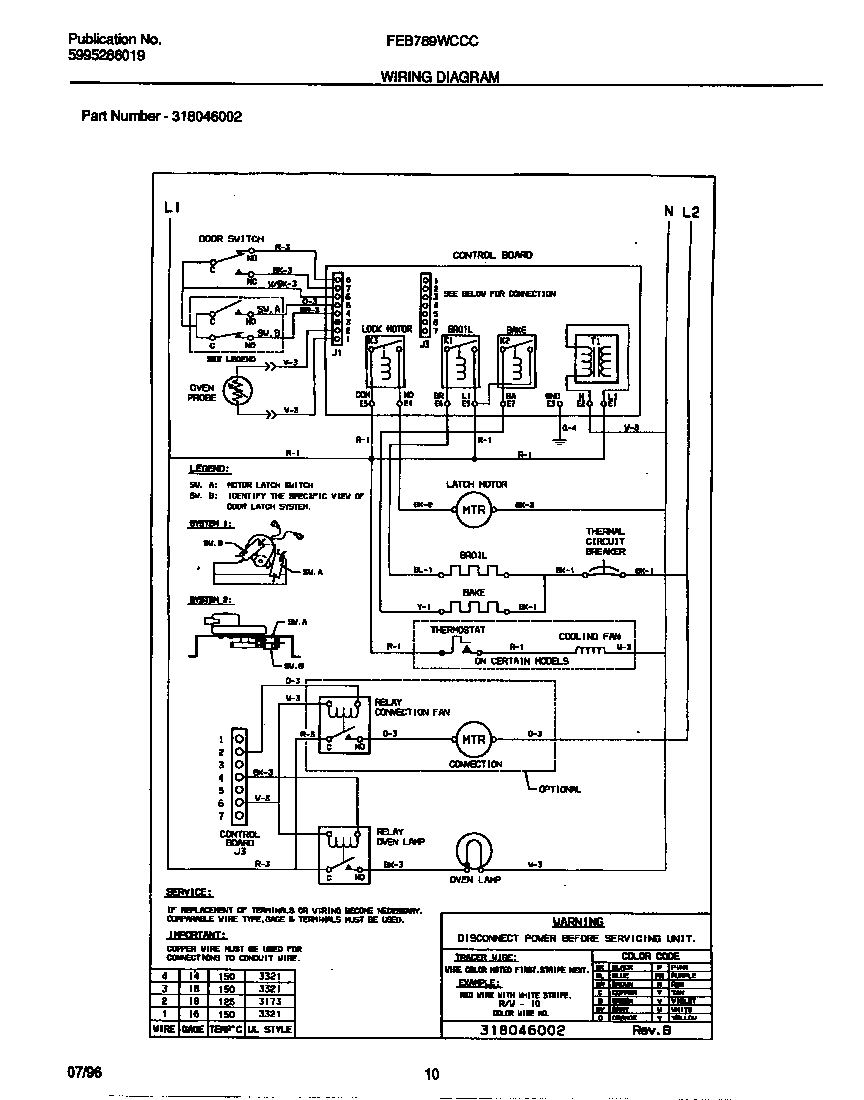 Frigidaire FEB789WCCC wiring diagram diagram