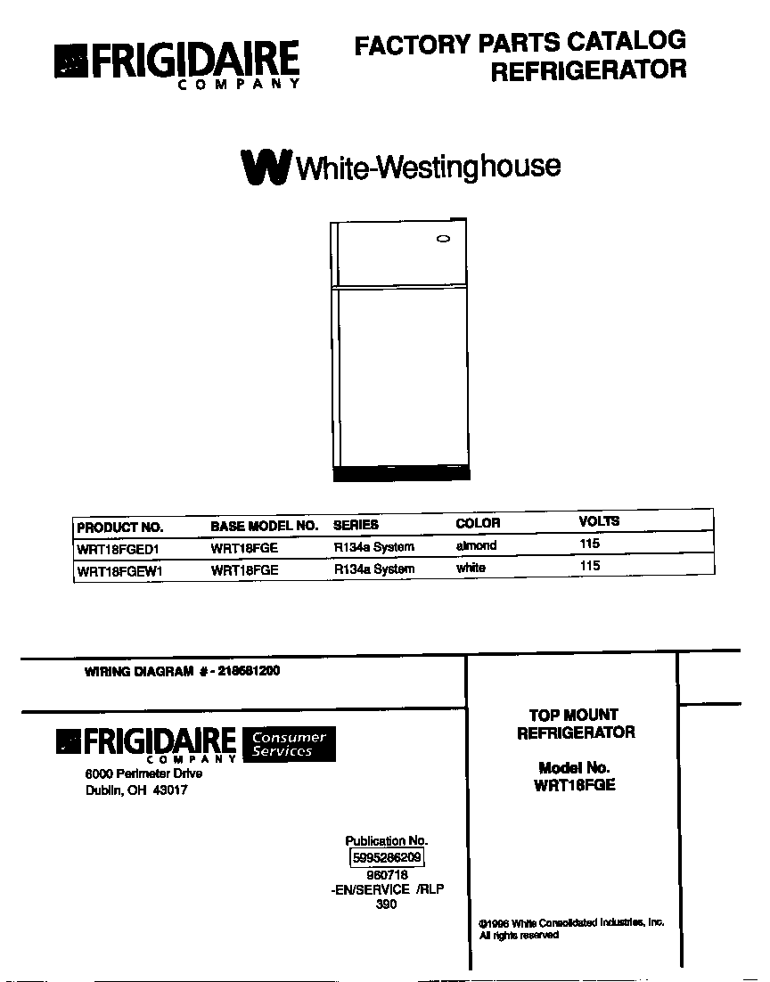 White-Westinghouse WRT18FGED1 cover diagram