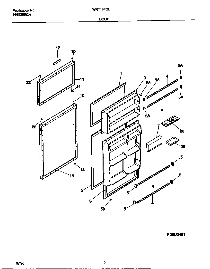 White-Westinghouse WRT18FGED1 door diagram
