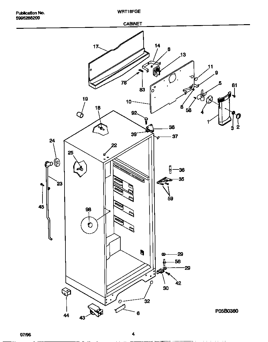 White-Westinghouse WRT18FGED1 cabinet diagram