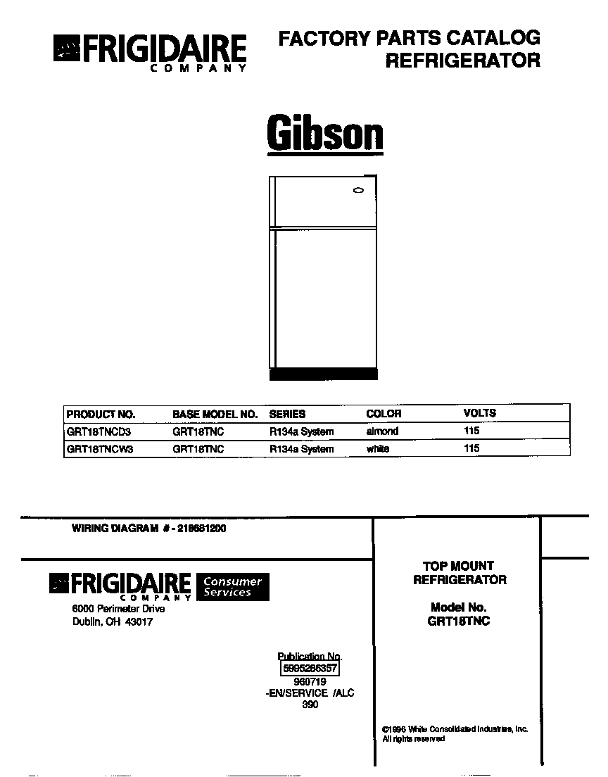 Gibson GRT18TNCW3 cover diagram