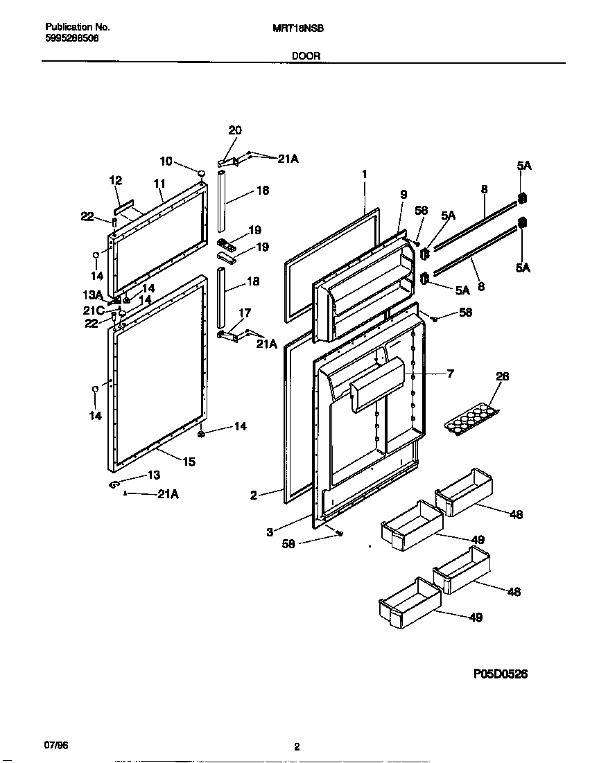 Universal/Multiflex (Frigidaire) MRT18NSBD0 door diagram