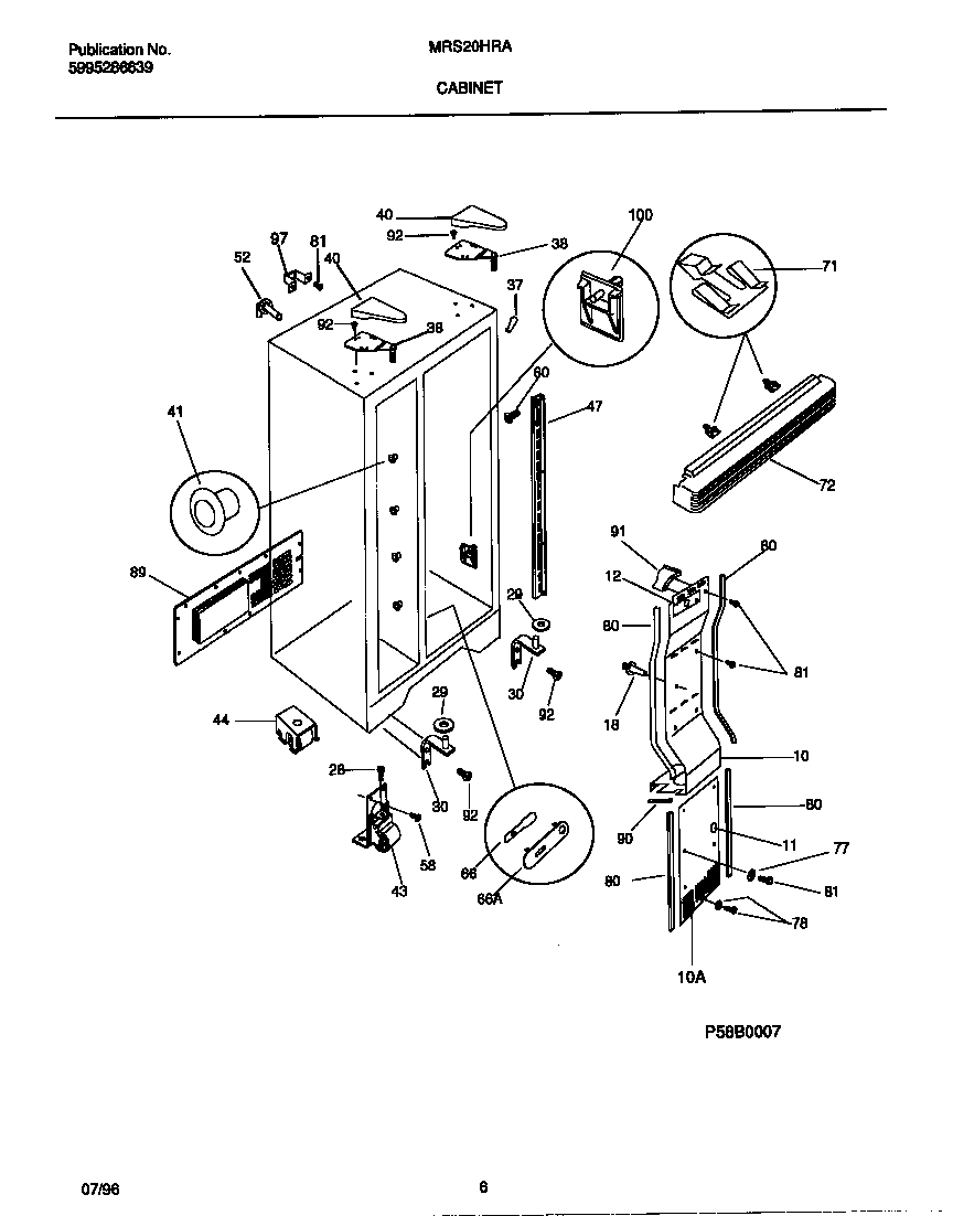Universal/Multiflex (Frigidaire) MRS20HRAW6 cabinet diagram