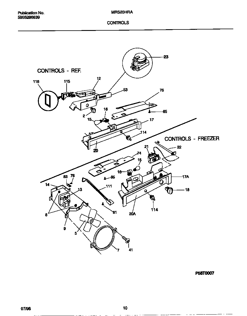Universal/Multiflex (Frigidaire) MRS20HRAW6 controls diagram