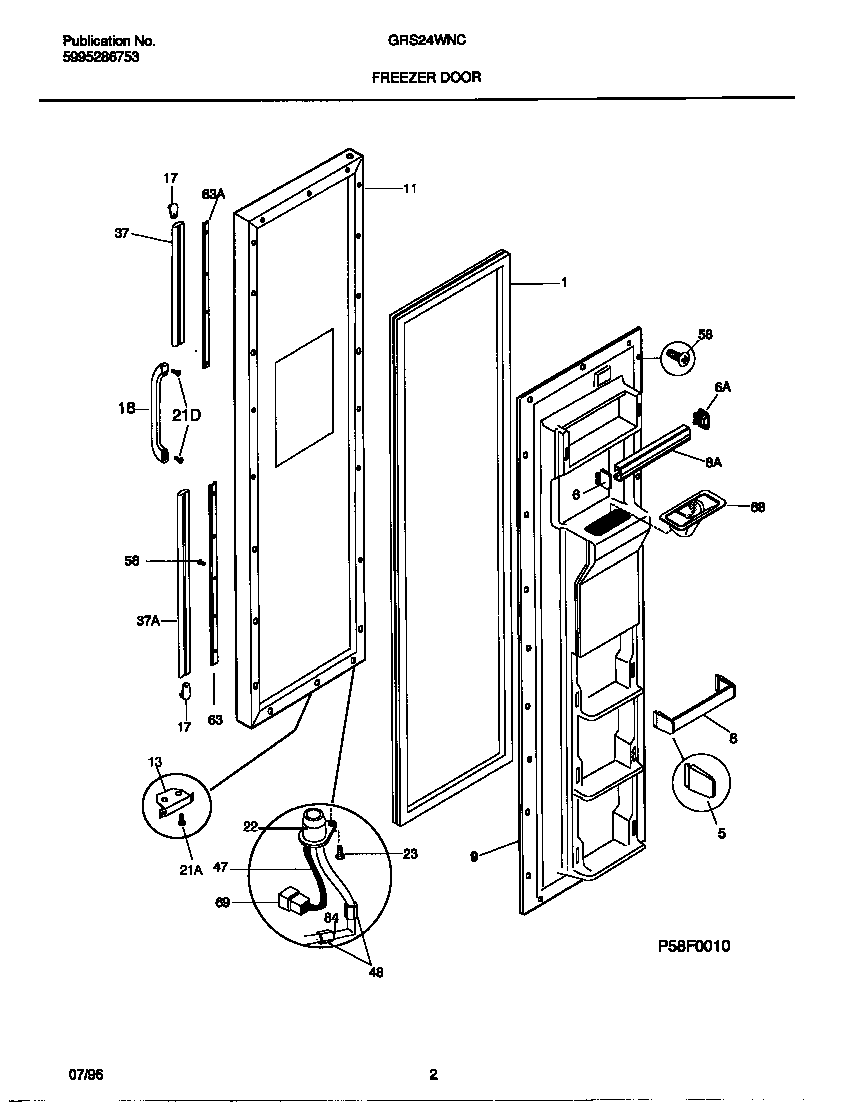 Gibson GRS24WNCD3 freezer door diagram