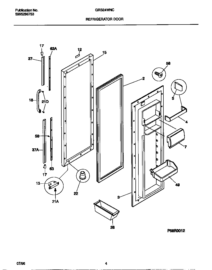 Gibson GRS24WNCD3 refrigerator door diagram