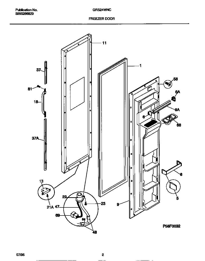Gibson GRS24WNCD4 freezer door diagram