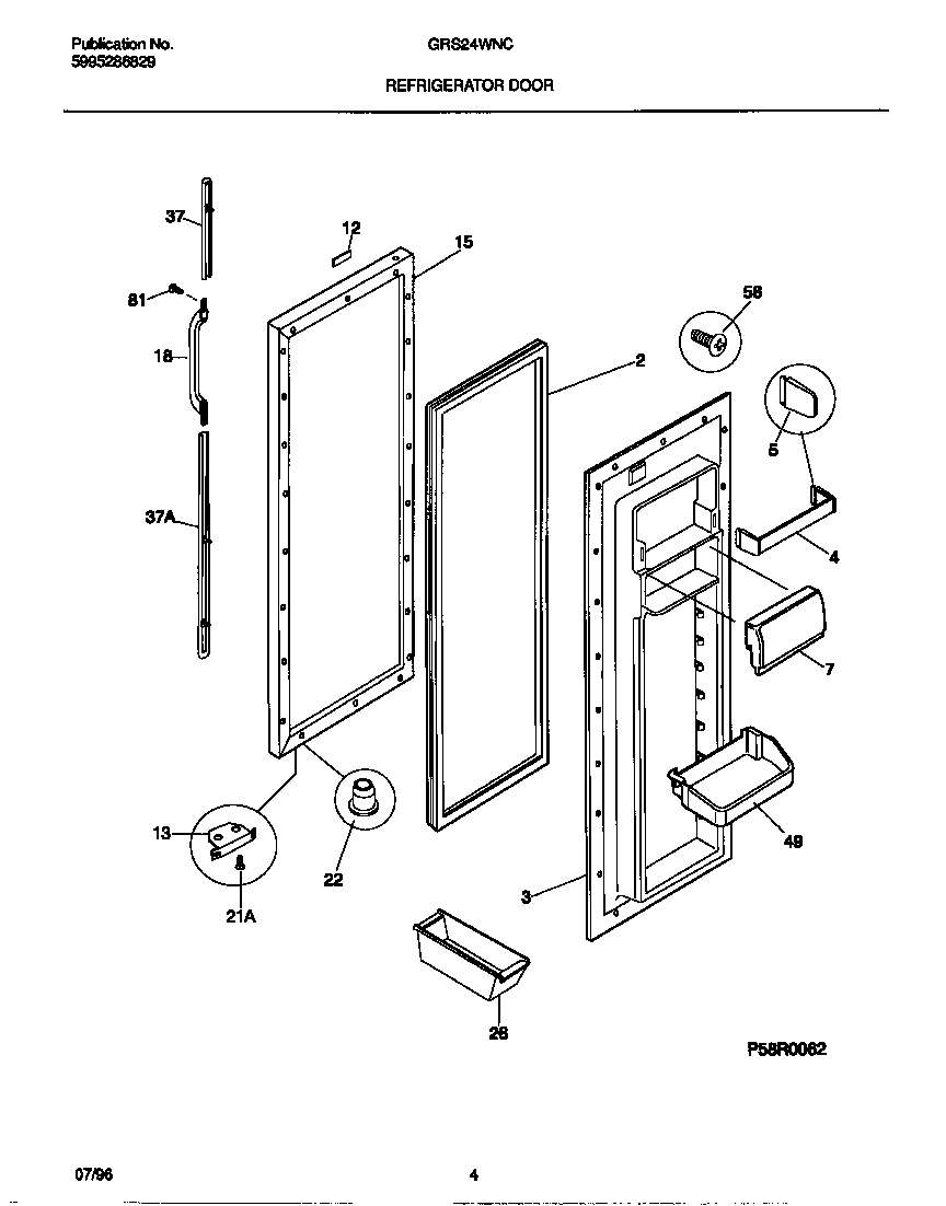 Gibson GRS24WNCD4 refrigerator door diagram