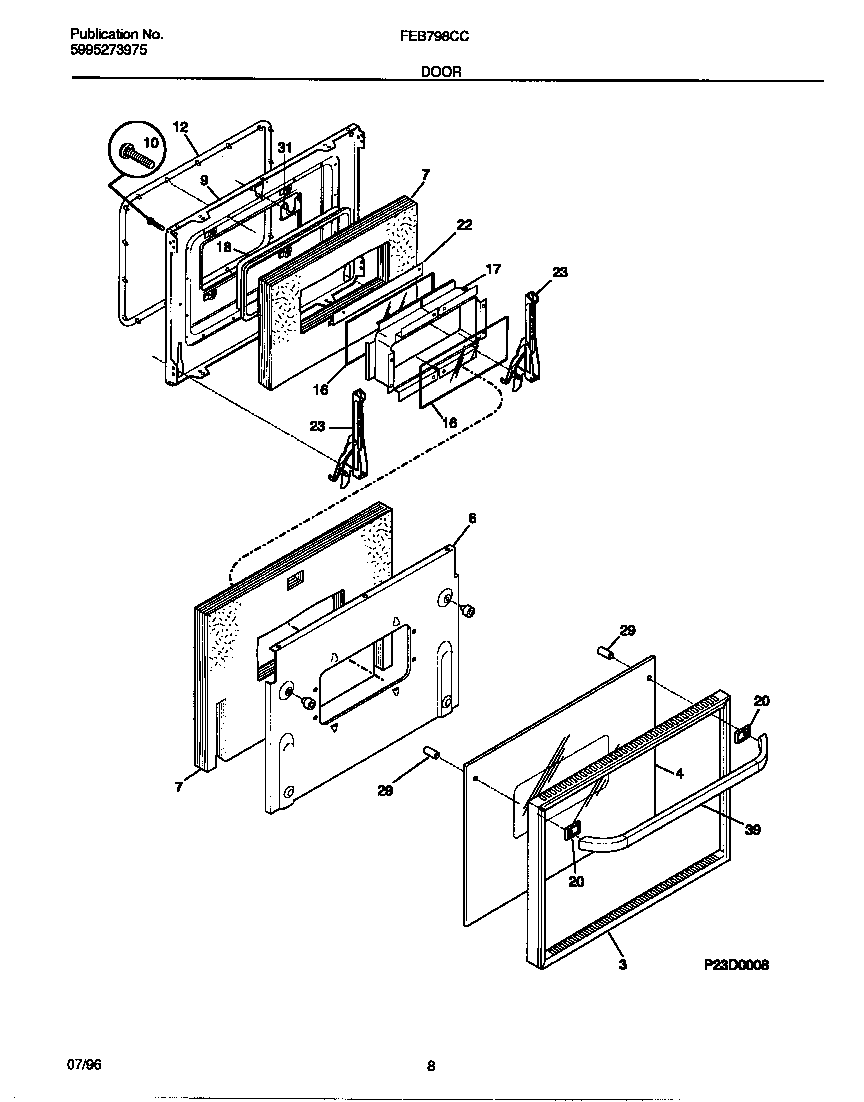Frigidaire FEB798CCT1 door diagram