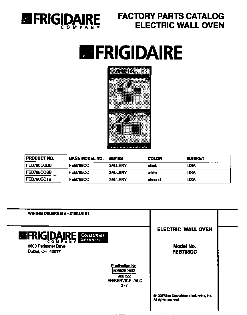 Frigidaire FEB798CCSB cover diagram