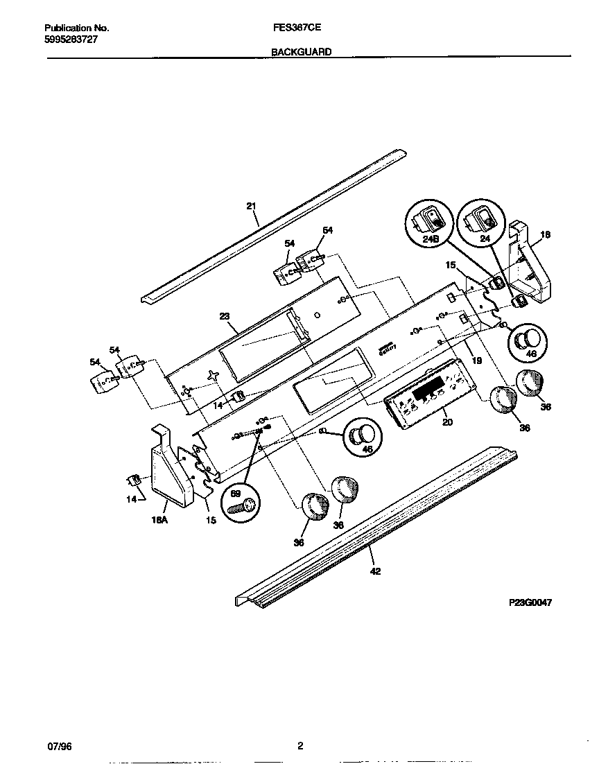Frigidaire FES367CEBA backguard diagram
