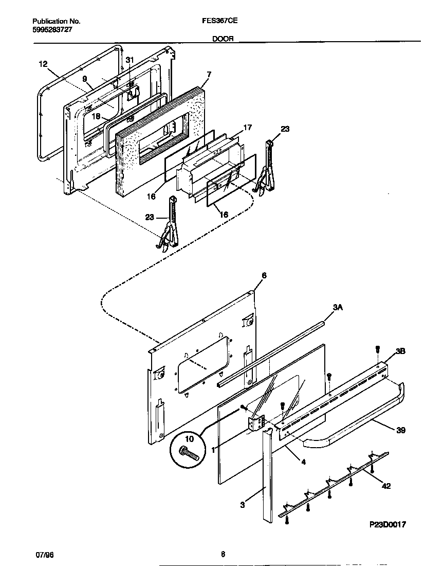 Frigidaire FES367CEBA door diagram