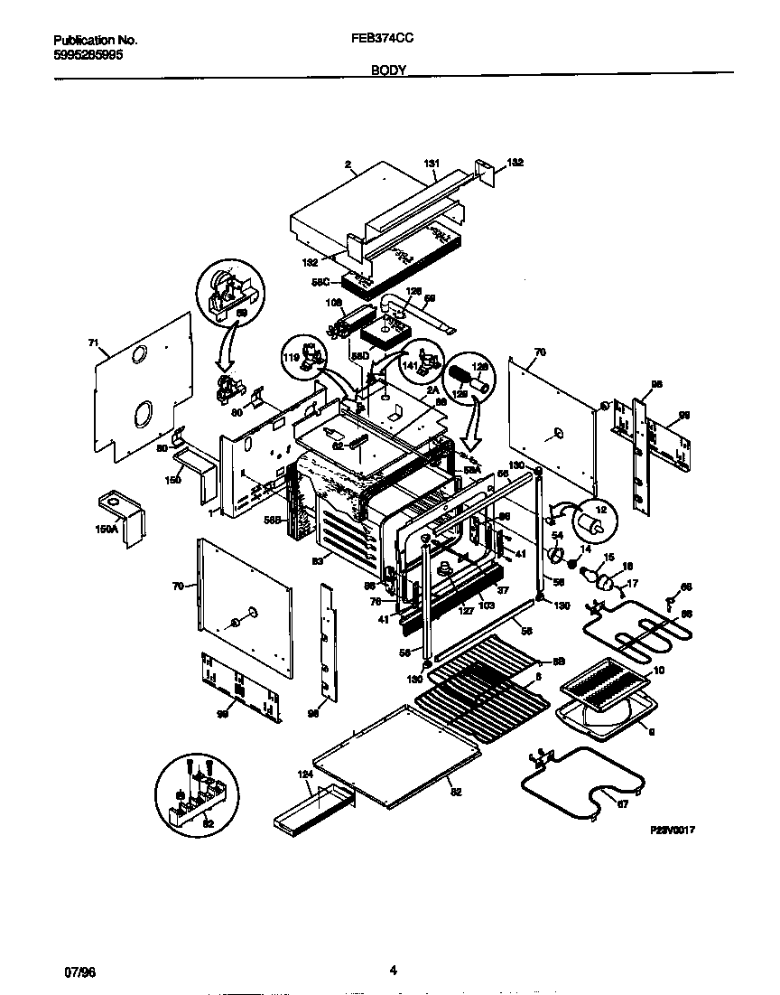 Frigidaire FEB374CCBC body diagram
