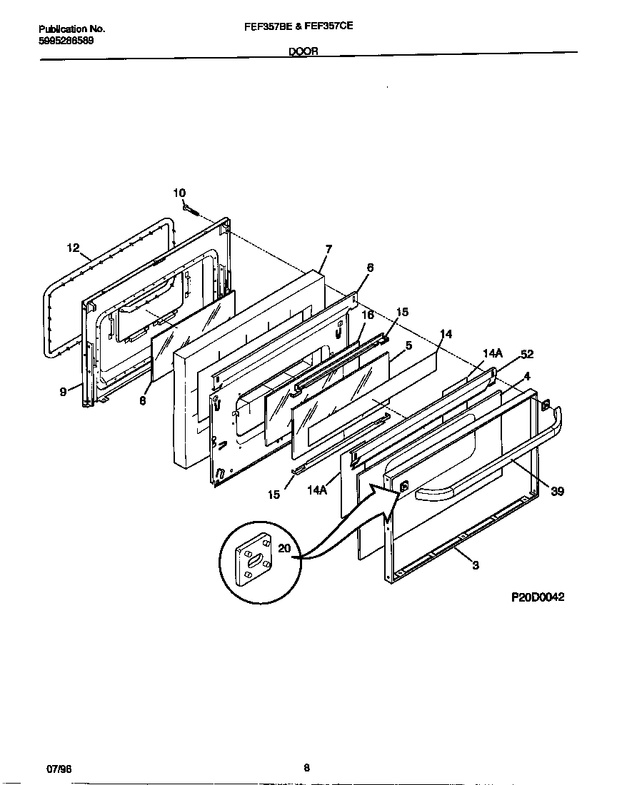 Frigidaire FEF357CESB door diagram