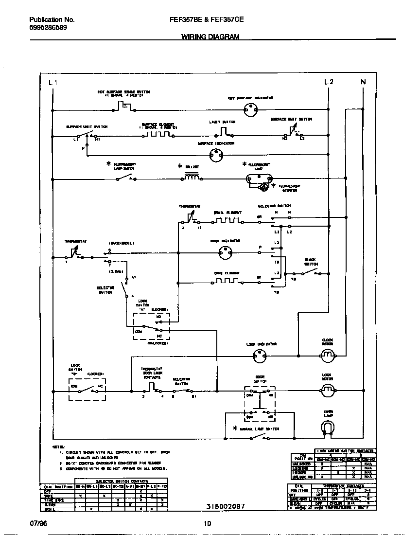 Frigidaire FEF357CESB wiring diagram diagram