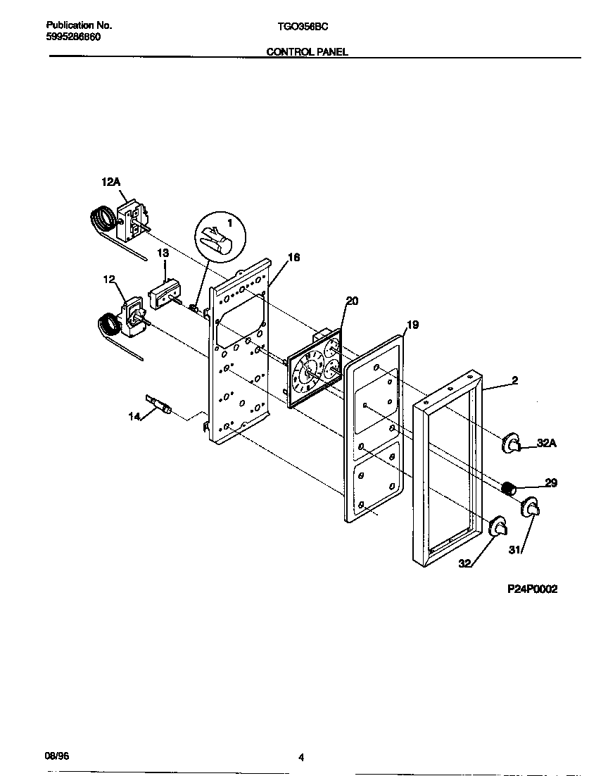 Tappan TGO356BCWC control panel diagram